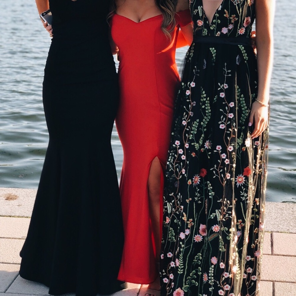 Prom Girl Red Maxi Dress with Slit